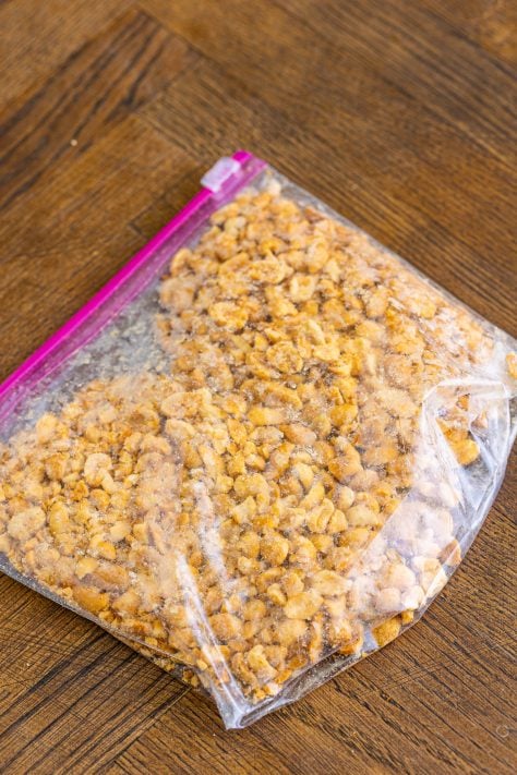 A plastic bag filled with peanuts.