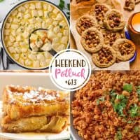 Weekend Potluck featured recipes include: Knoephla Soup Nancy Silverton's Peanut Butter Cookies, French Toast Bake and Chipotle Chicken Taco Meat.