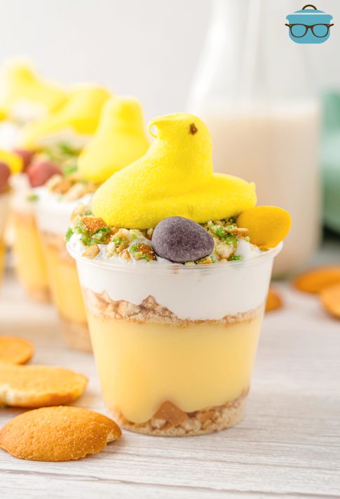 A layered Easter Banana Pudding Cup.
