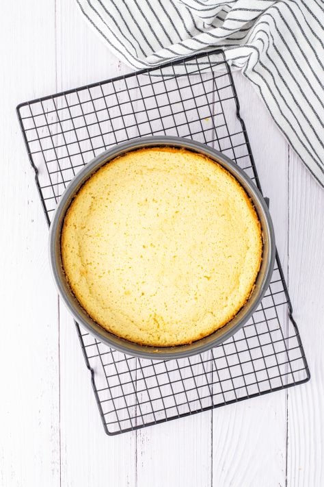 A baked Lemon Magic Cake in a pan.