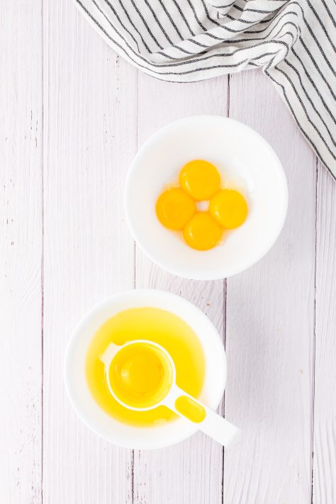 Egg yolks separated from egg whites.