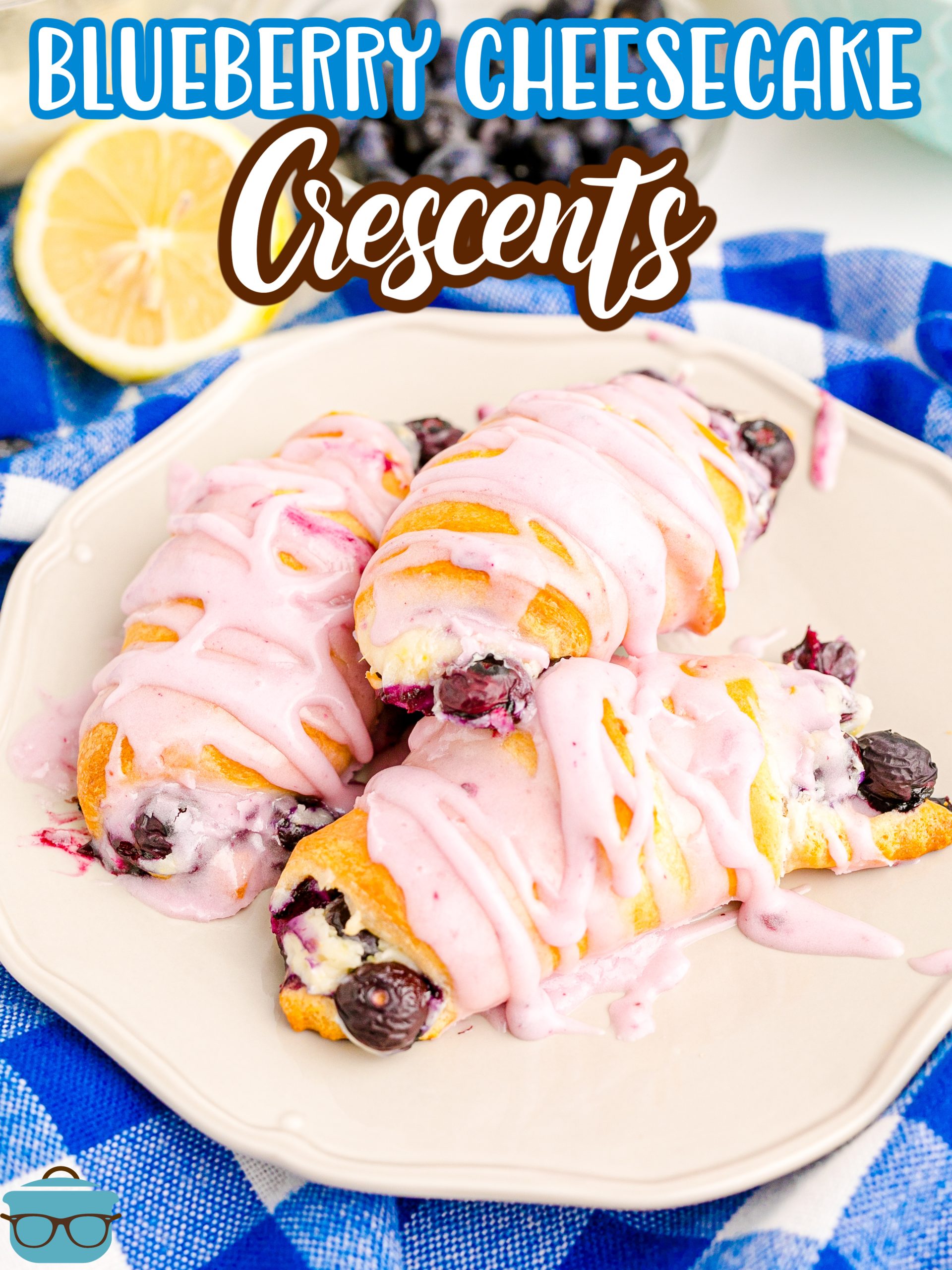 A plate of delicious Blueberry Cheesecake Crescent Rolls for dessert.