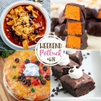 Weekend Potluck featured recipes include: Homemade Butterfingers, Santa Fe Soup, French Silk Brownies and Mexican Pizza.