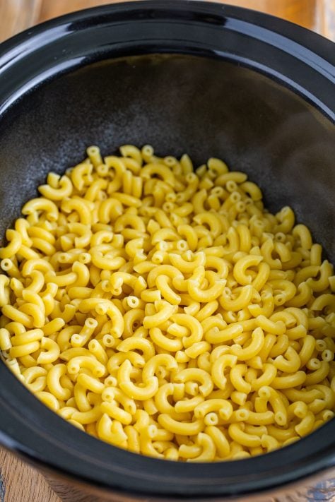 cooked macaroni in a slow cooker.