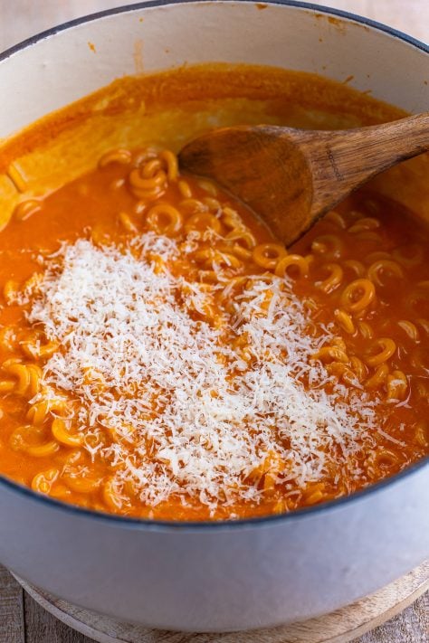 Parmesan on top of Homemade Spaghettios.