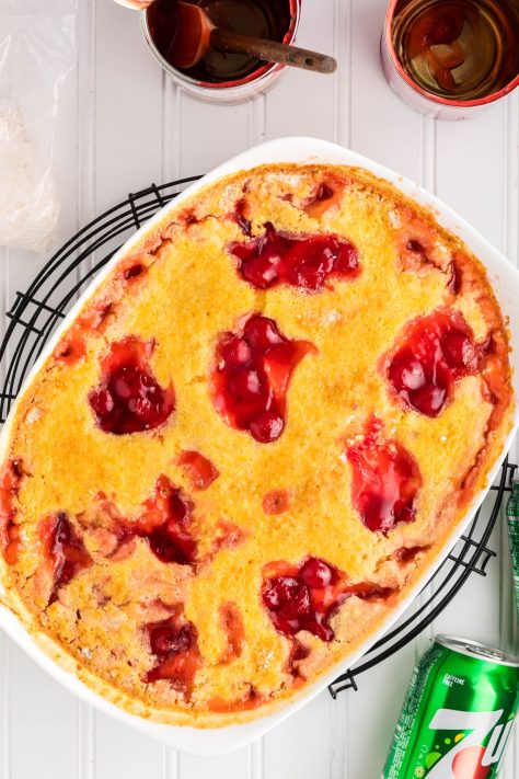 A baked 7UP Cherry Dump Cake.