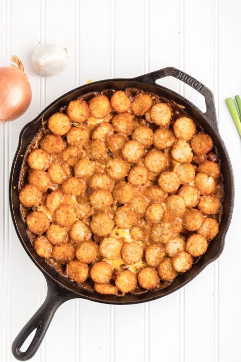 A baked Chili Cheese Tater Tot Casserole.