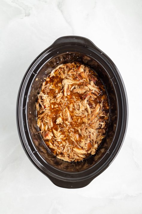 Shredded chicken in a Slow Cooker.