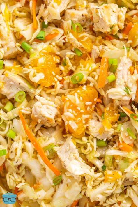 Looking down on a spread of Chinese Chicken Salad.