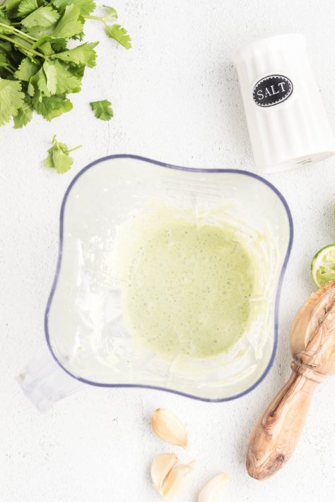 Cream sauce being made in the blender.