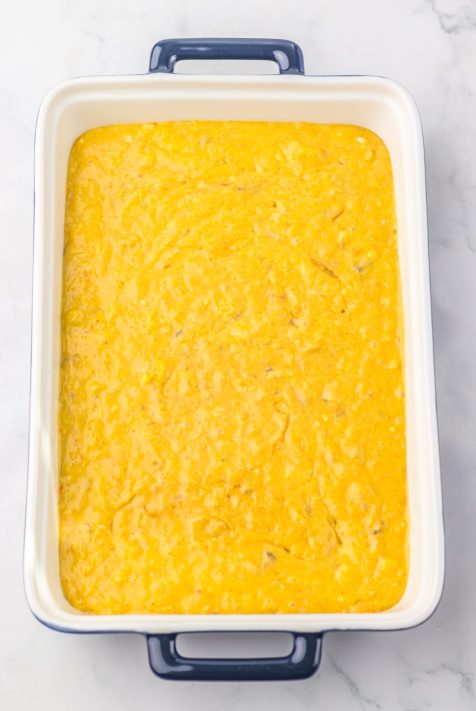 Batter in a baking dish.