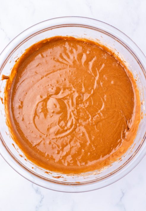 Cake batter in a bowl.