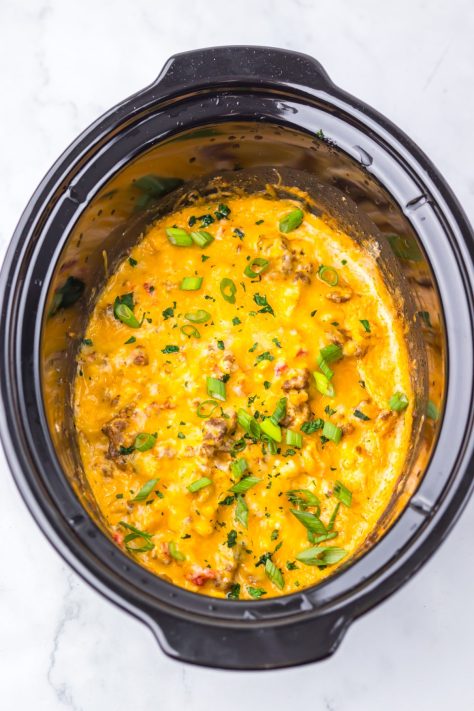 A Crock Pot with Cowboy Dip.