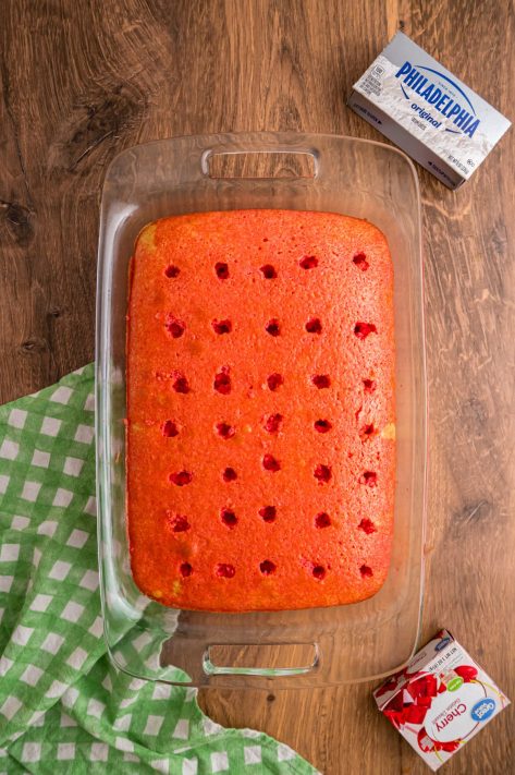 Cake with Jello poured over it.
