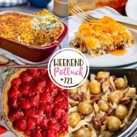 Chicken Terrific Casserole - Weekend Potluck #721 Weekend Potluck featured recipes include: Chicken Terrific Casserole, McGriddle Inspired Breakfast Bake, Old Fashioned Fresh Strawberry and Cajun Crock Pot Cabbage, Sausage and Potatoes!