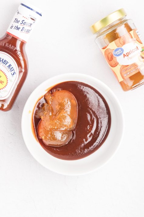 bbq sauce and apricot preserves in ab owl.