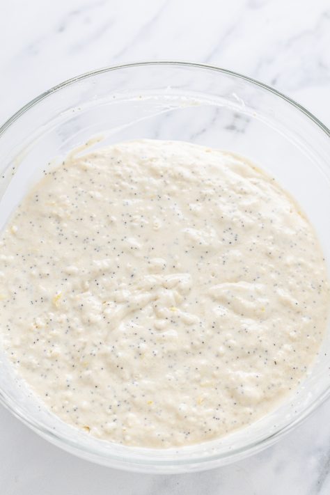 Biscuit batter in a bowl.