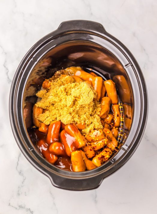 All the ingredients needed for Crock Pot Root Beer Little Smokies.