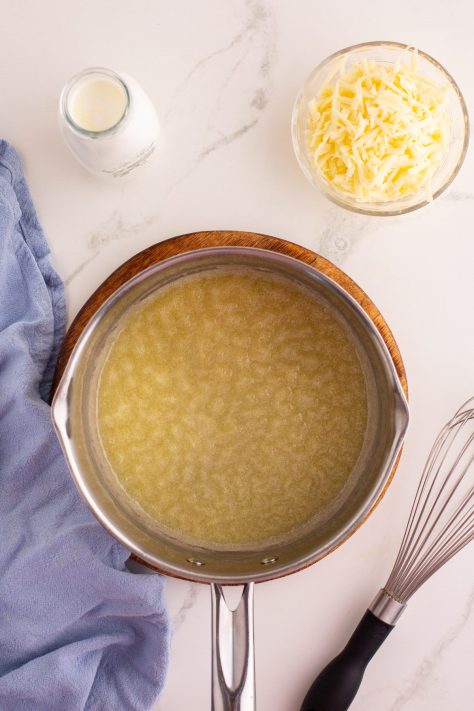 Butter melting in a saucepan.