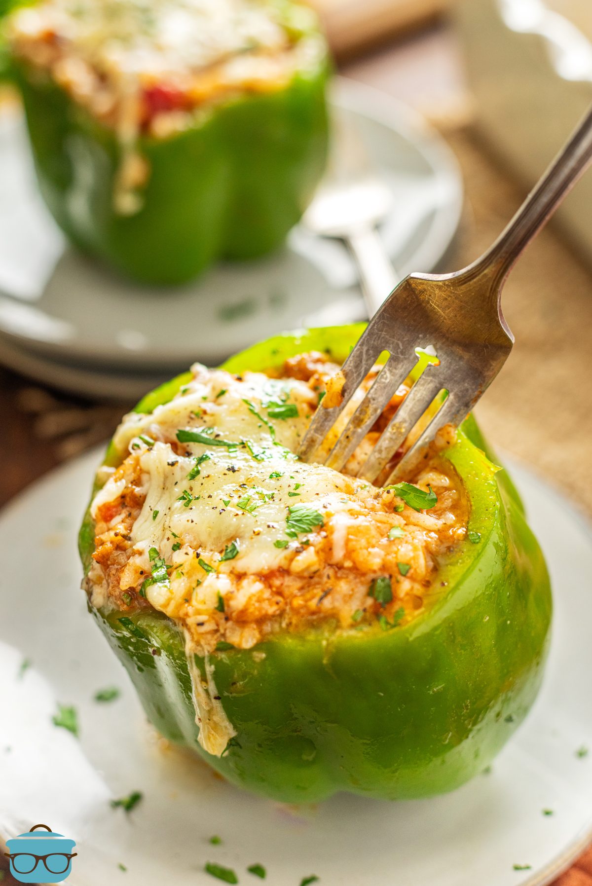 A fork in a Stuffed Pepper.