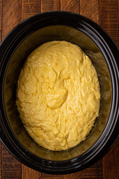 Cake batter in a Crock Pot.