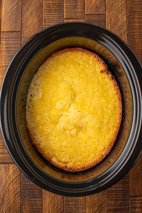 A Lemon Spoon Cake in a Slow Cooker.