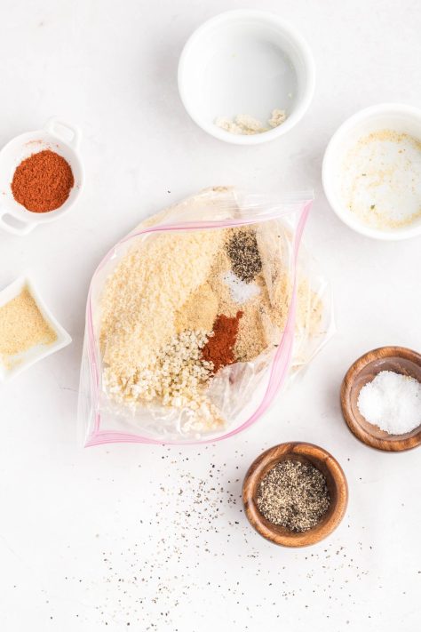 A breadcrumb mixture in a bag.