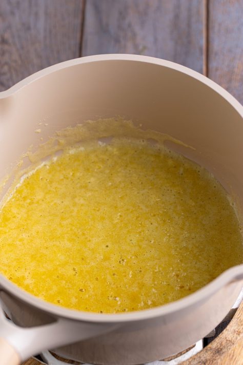 Butter melting in a pan.