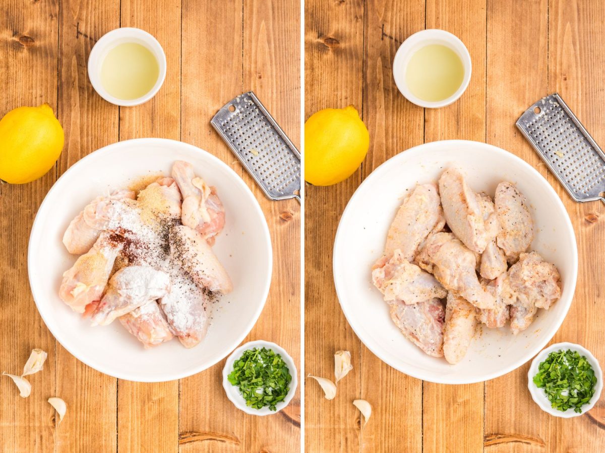 Chicken wings with seasonings.