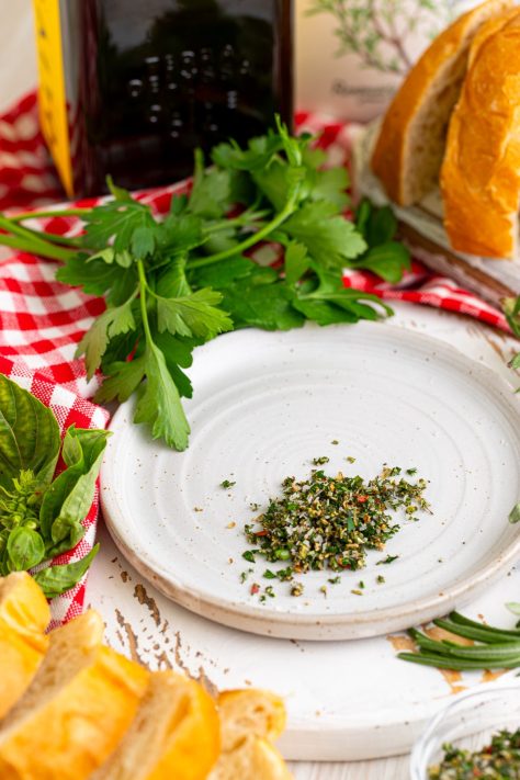 A plate of herb mix.