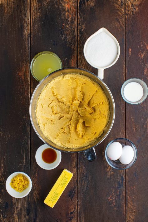 A creamed butter and sugar mixture.