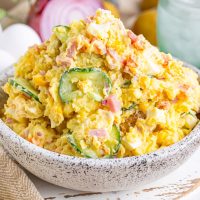 A very full bowl of Japanese Potato Salad.
