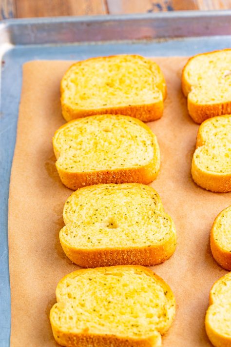 Texas Toast on a baking sheet.