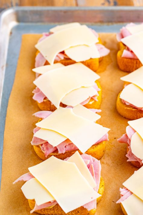 Ham and cheese on pieces of Texas Toast.