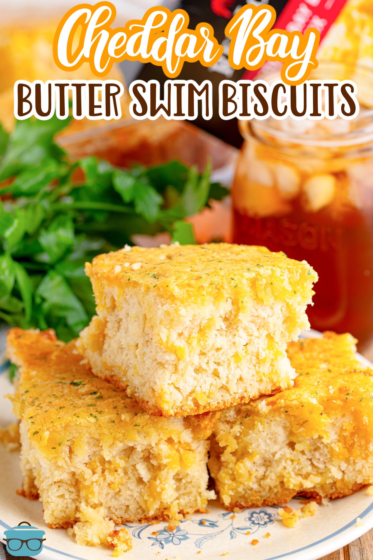 A few Cheddar Bay Butter Swim Biscuits in a pile.